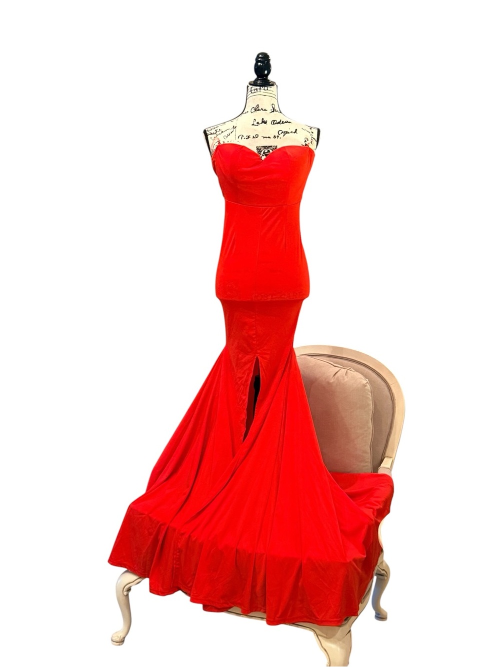 Fashion Nova Strapless Red Mermaid Evening Dress